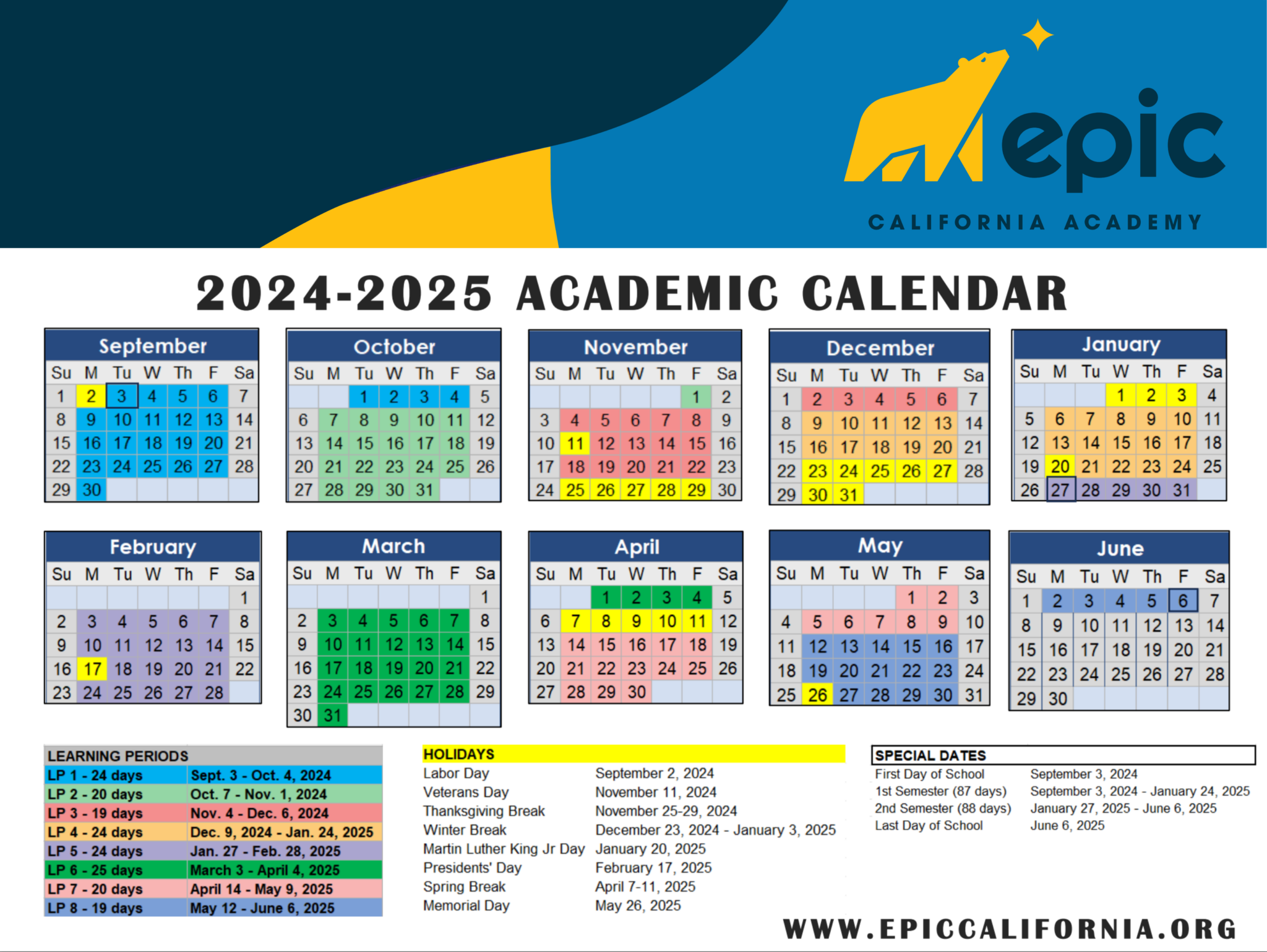 Calendar – Epic California Academy